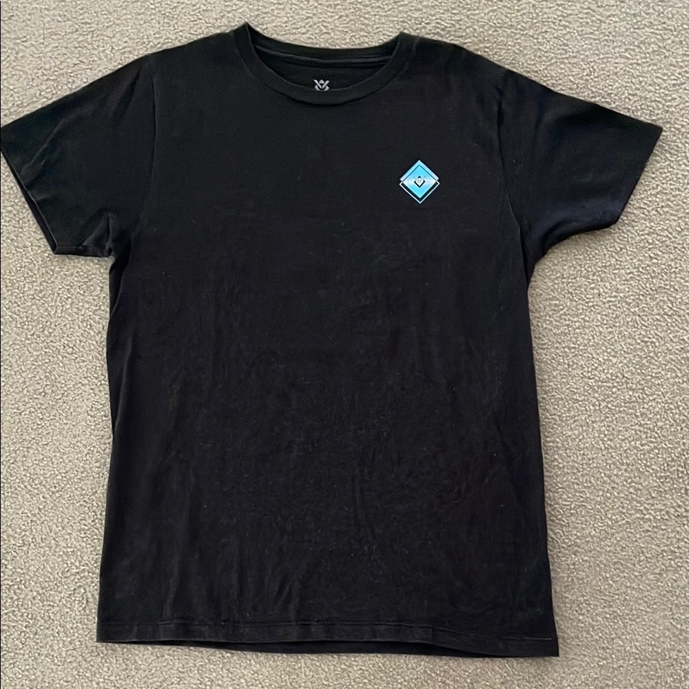 Black Crew Neck Short Sleeve Tee with Chest Emblem